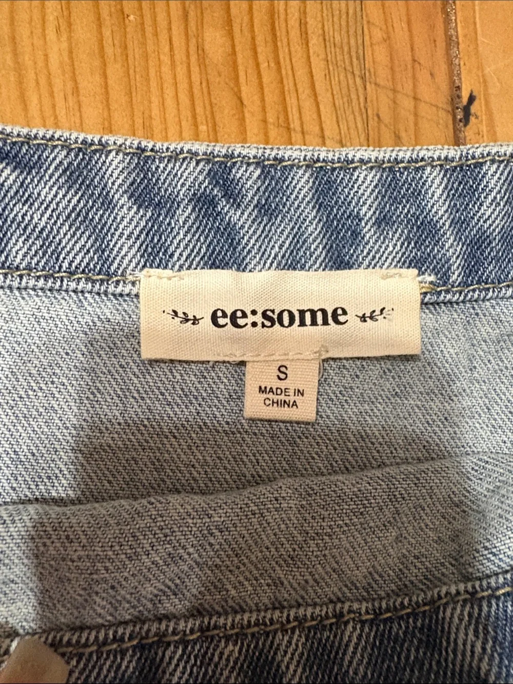 eesome Light Blue Denim Wrap Mini Skirt